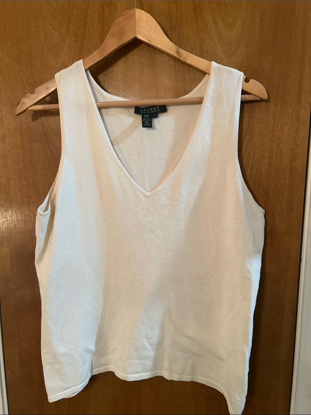 Ralph Lauren Cream V-Neck Sleeveless Tank. L great shape!